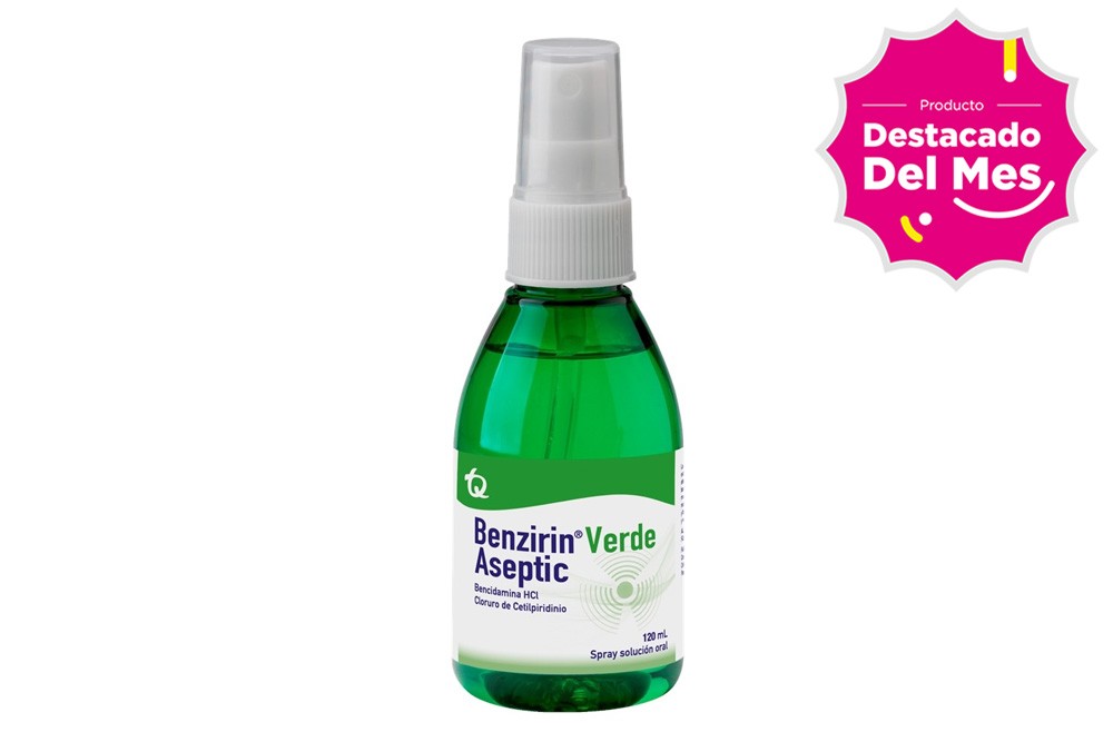 Benzirin Verde Aseptic Solución Oral Spray Con 120 Ml