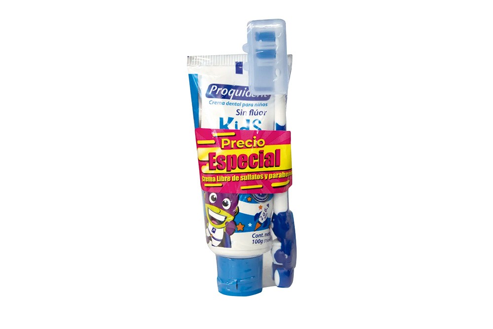 Oferta Crema Dental Proquident Kids Sin Fluor 100 G + Cepillo