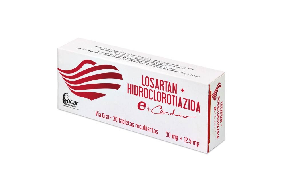 Losartan / Hidroclorotiazida 50 Mg / 12,5 Mg Ecar 30 Tabletas Recubiertas