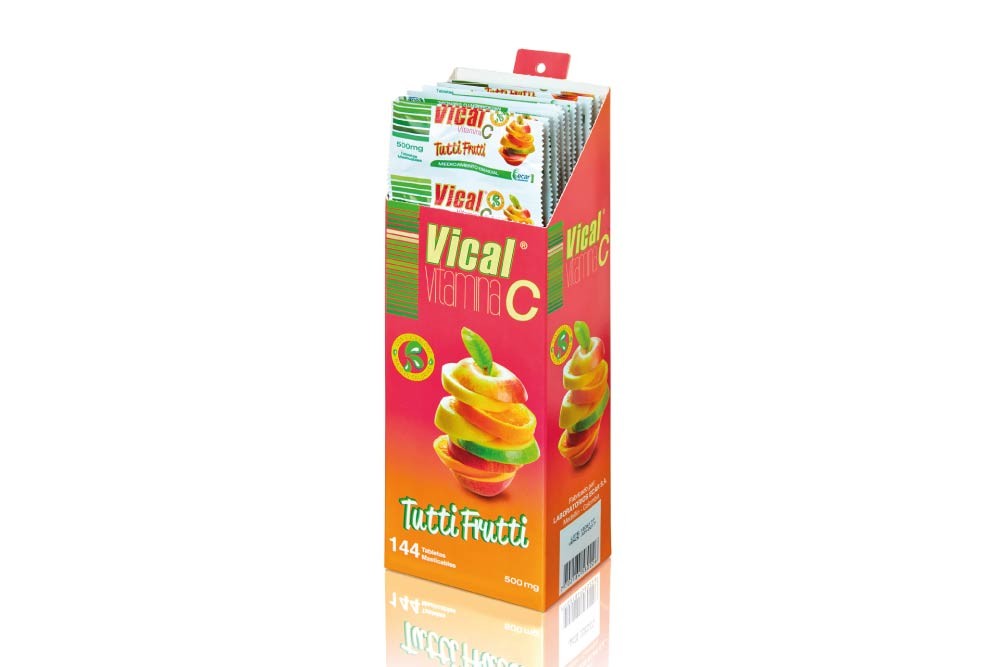 Vitamina C Vical 500 Mg Sabor Tutti Frutti 144 Tabletas