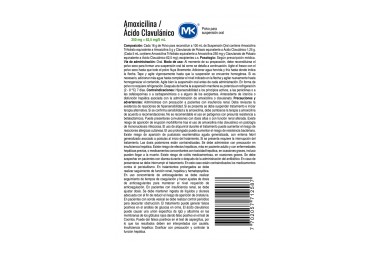 Amoxicilina / Acido Clavulánico Mk 250 Mg / 62,5 Mg / 5 Ml Niños 100 Ml