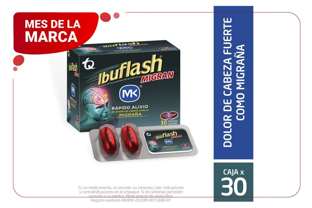 Ibuflash Migran Mk Rápido Alivio 30 Cápsulas Liquidas