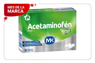 Acetaminofén Mk 500 Mg 16 Tabletas Cubiertas