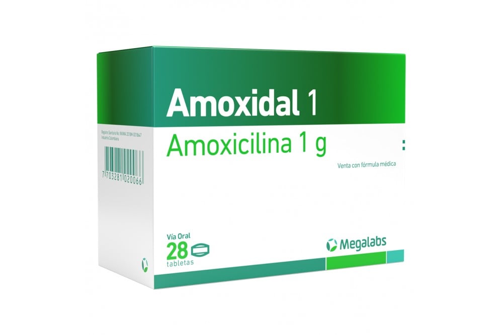 Amoxidal 1 G Vía Oral 28 Tabletas