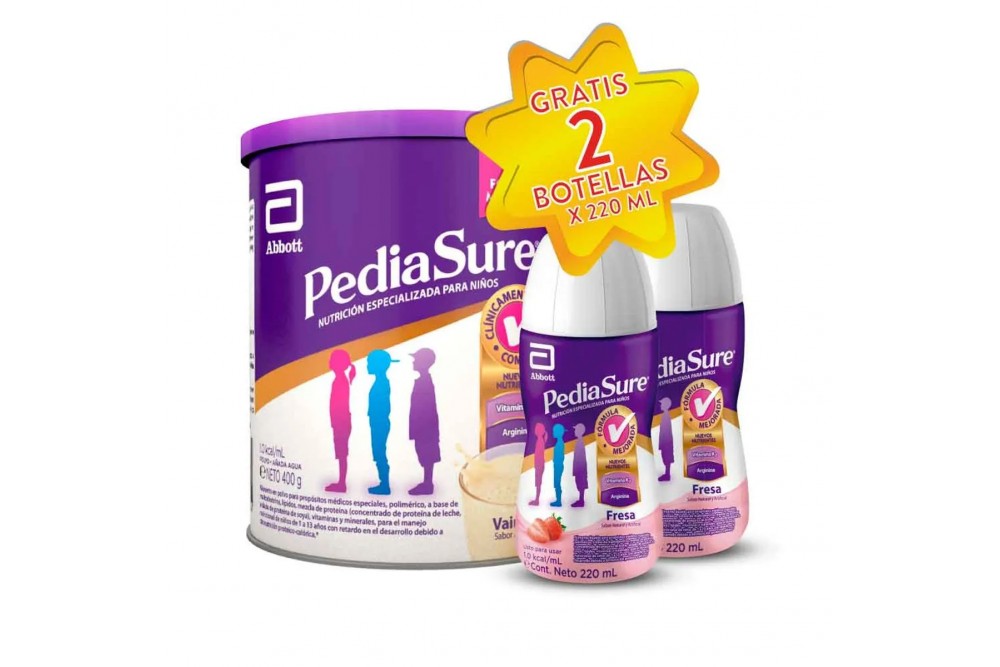 Pediasure Polvo Vainilla 400 G Gratis 2 Pediasure Liquido 220 Ml