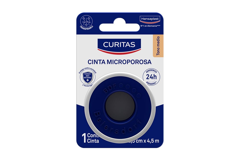 Cinta Microporosa Curitas Tono Medio 2,5 Cm x 4,5 M Und