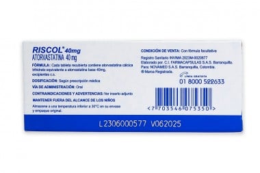 Riscol 40 Mg 10 Tabletas Recubiertas