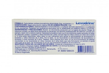 Levodrine 5 Mg Caja Con 10 Tabletas