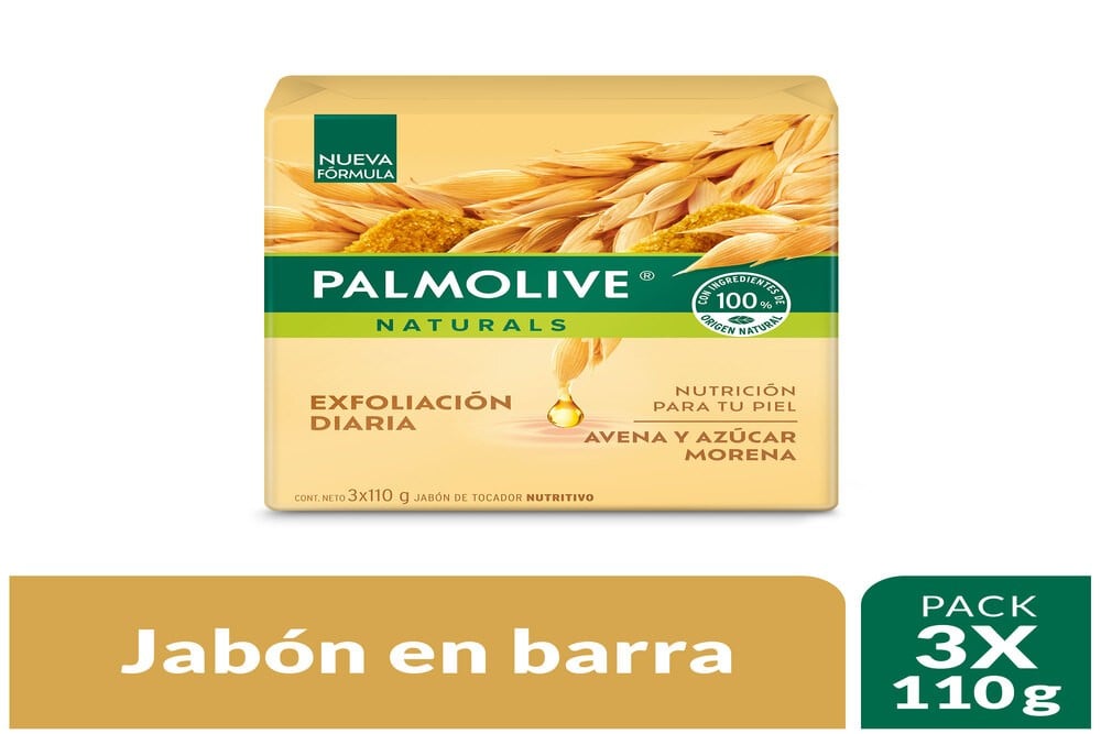 Jabón Antibacterial Palmolive Naturals Exfoliación Diaria 3 Unds