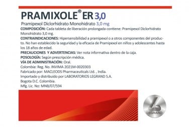 Pramixole Er 1,5 Mg 30 Tabletas De Liberación Prolongada