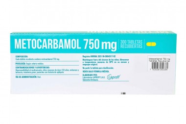 Metocarbamol 750 Mg Caja Con 300 Tabletas