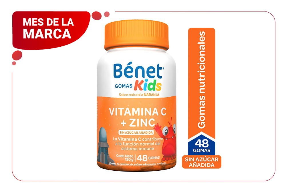 Benet Naranja Kids Sin Azucar-Zinc Frasco 48 Gomas