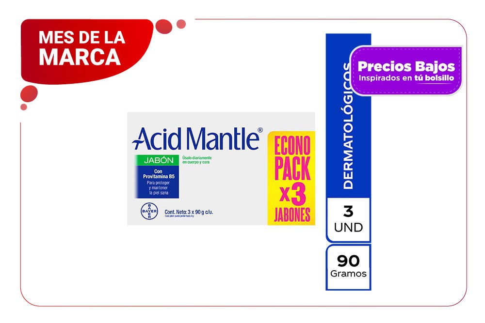 Acid Mantle Provitamina B5 Caja Con 3 Jabones Con 90 G C/U