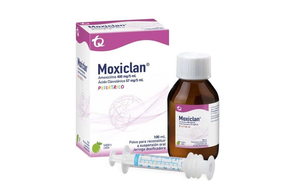 Moxiclan Amoxicilina 400 Mg / 5 Ml Acido Clavulánico 57Mg / 5 Ml Polvo para constituir 100 Ml