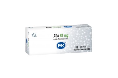 Asa Mk Acido Acetilsalicílico 81 Mg 30 Tabletas Con Cubierta Entérica