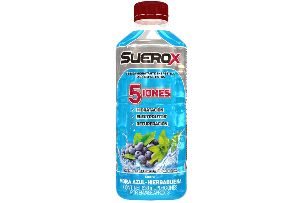 Bebida Hidratante Energética Suerox Sabor Mora Azul Hierba Buena 630 Ml