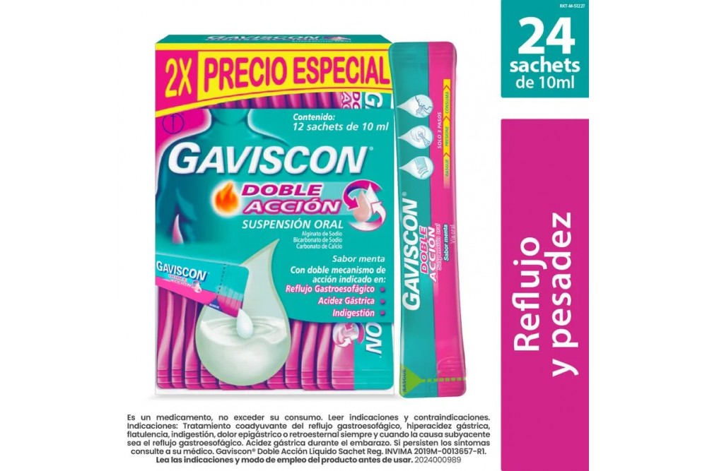 Oferta Gaviscon Doble Acción Menta 2 Cajas Con 24 Sobres