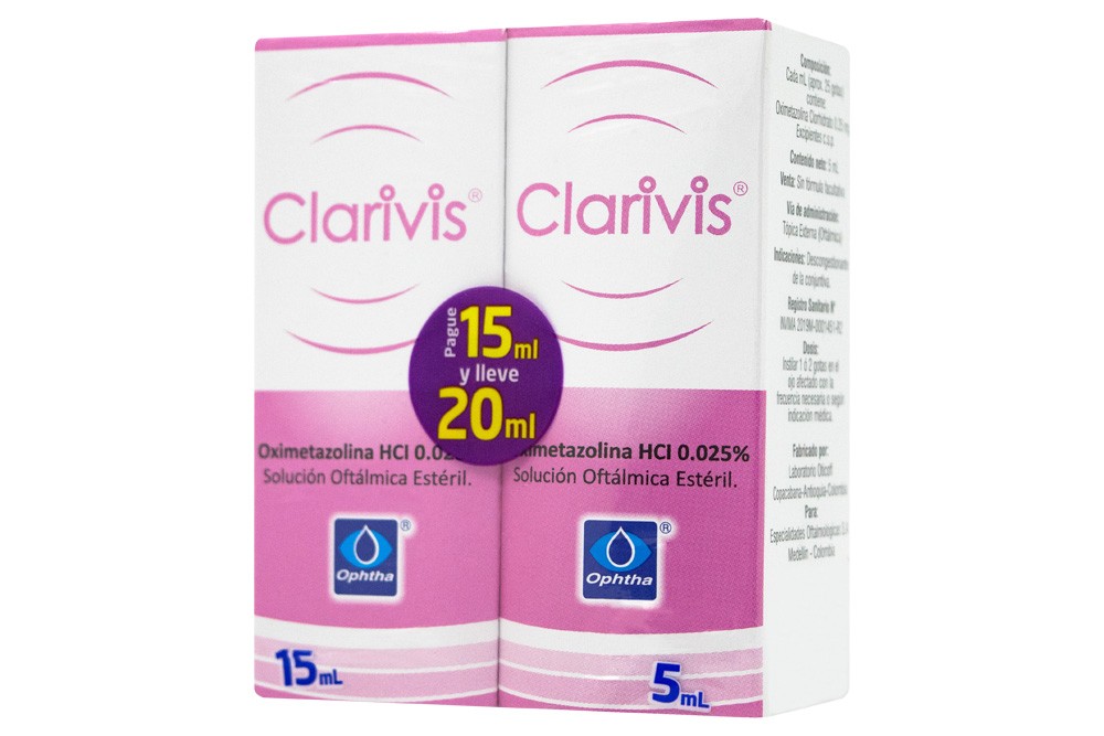 Oferta Solución Oftálmica Clarivis 0.025% PAgue 15Ml lleve 20 Ml