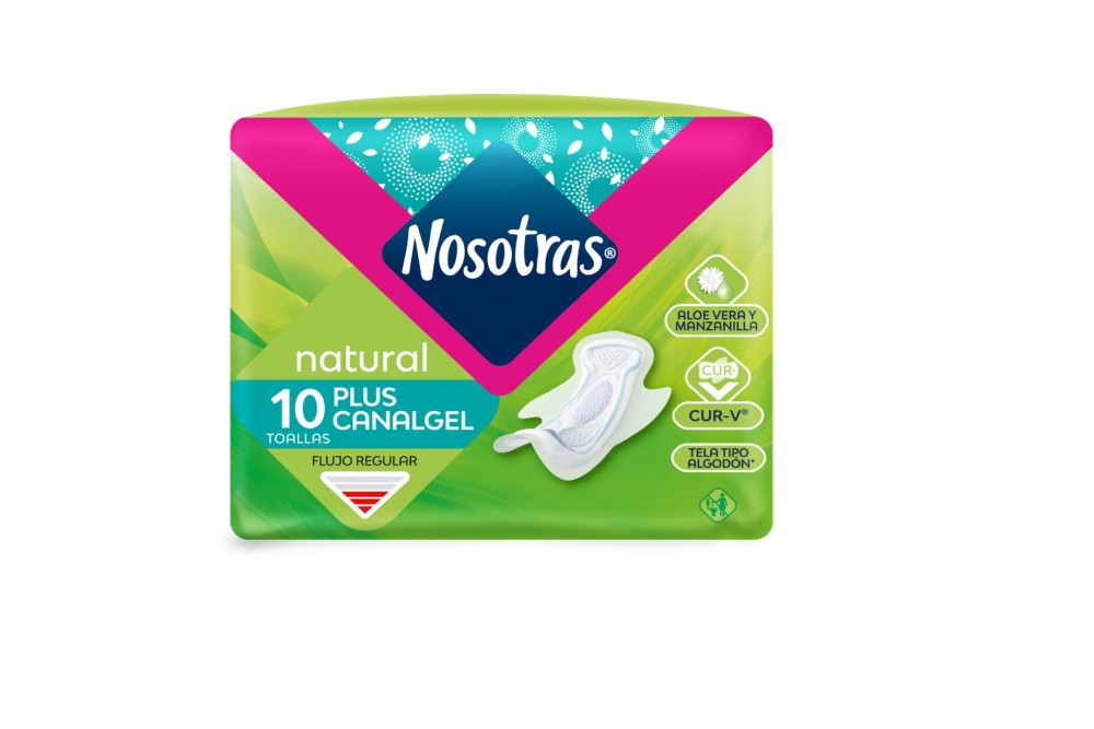 Toallas Higienicas Nosotras Natural Plus Cana Gel 10 Unds