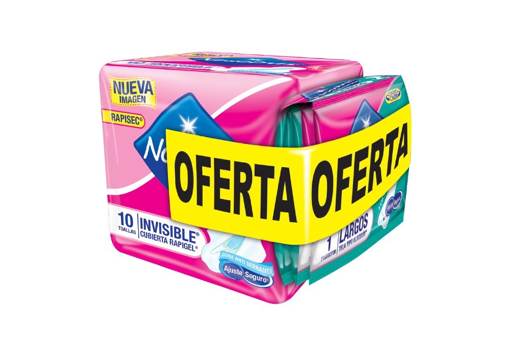 Oferta Toallas Nosotras Invisible Rapigel 10 Unds + 5 Protectores Normal