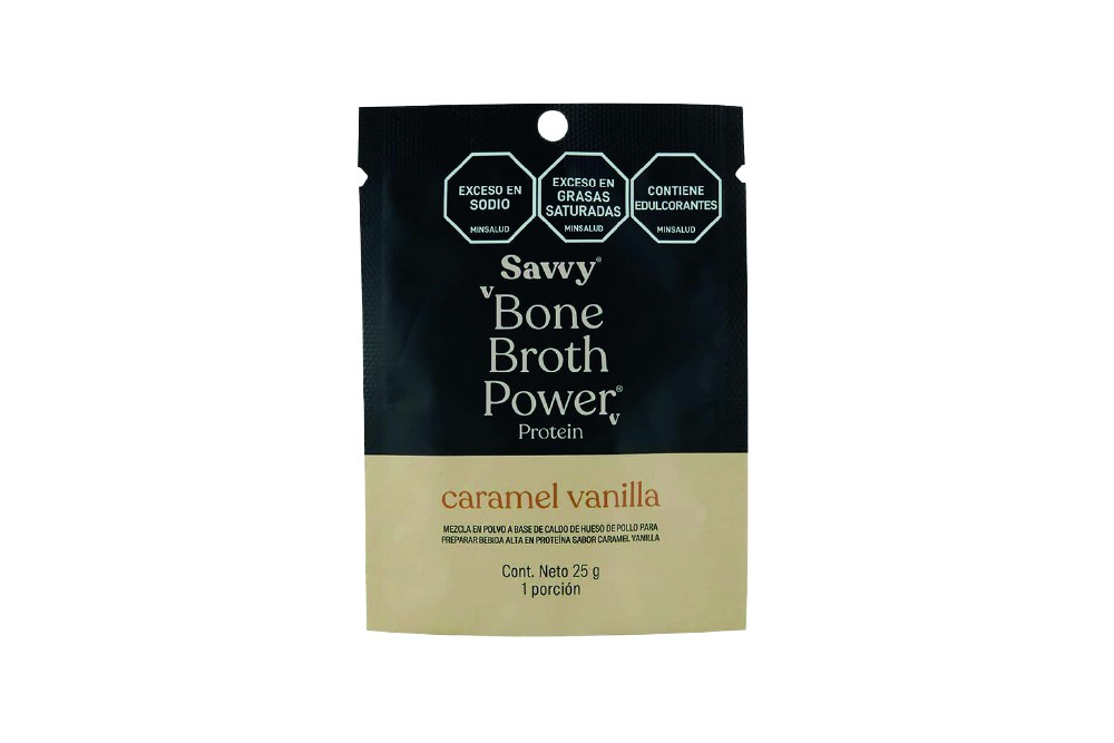 Mezcla A Base De Caldo De Hueso De Pollo Bone Broth Power Savvy Sabor Caramel Vainilla 25 G