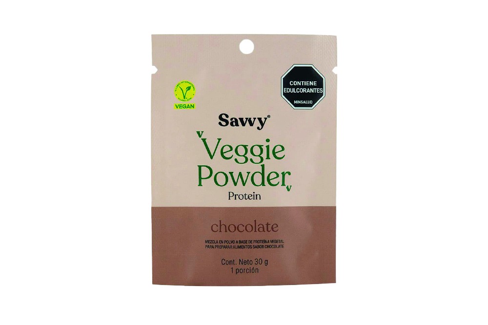 Mezcla A Base De Proteina Vegetal Veggie Power Savvy Sabor Chocolate 30 G