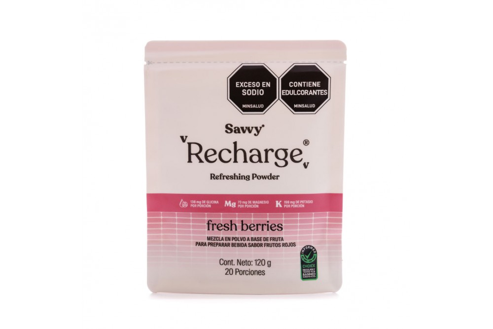 Bebida Con Sales Minerales Savvy Recharge Sabor Frutos Rojos 120 G