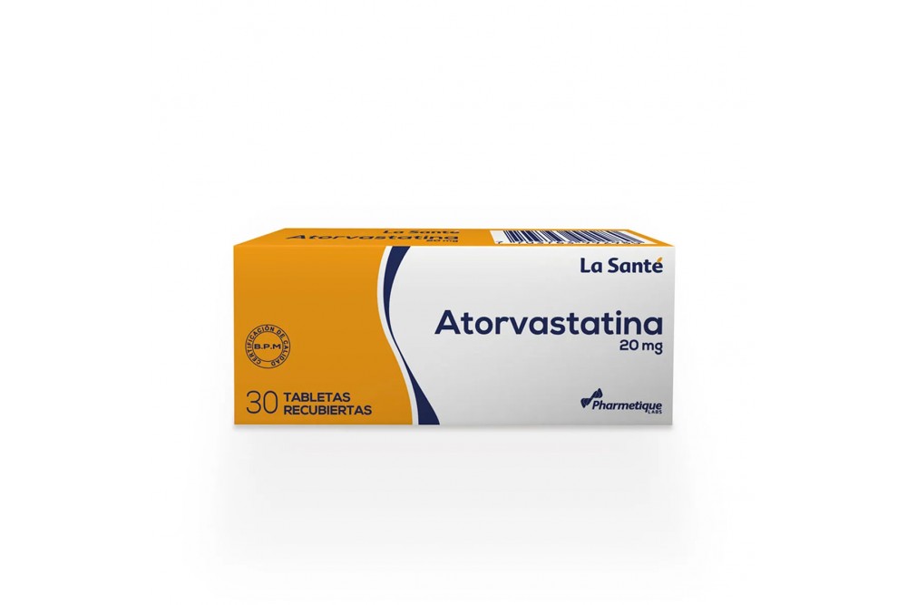 Atorvastatina 20 Mg 30 Tabletas Recubiertas