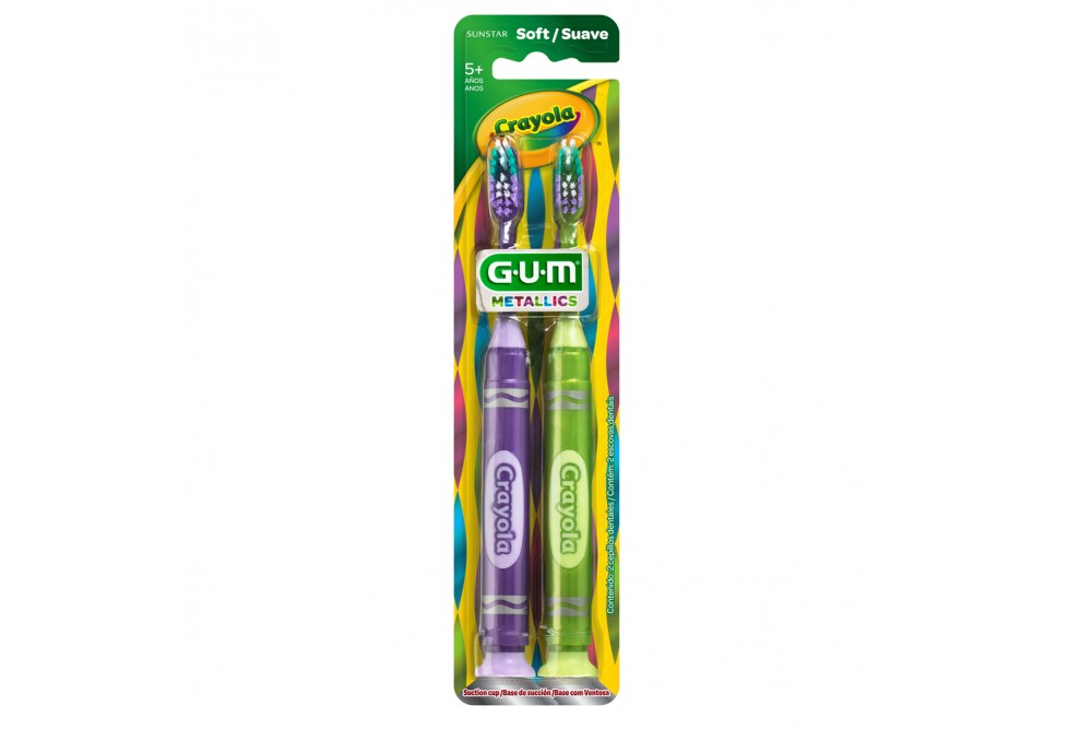 Cepillo Dental Gum Metallics Crayola Suave 2 Unds