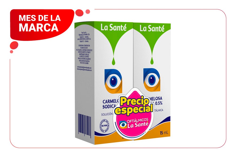 Oferta Solución Oftálmica Carmelosa Sodica 2 Unds de 15 Ml C/U